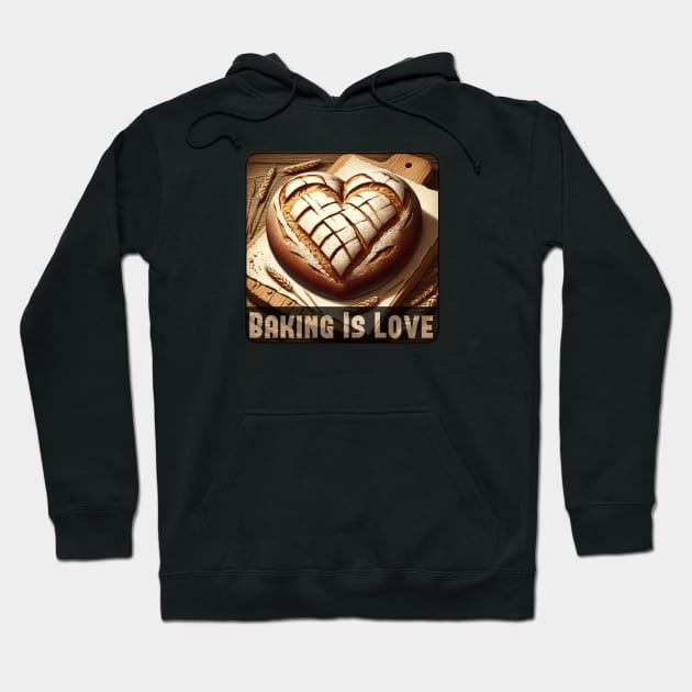 Baking Is Love, heart-shaped bread Hoodie by Markaneu